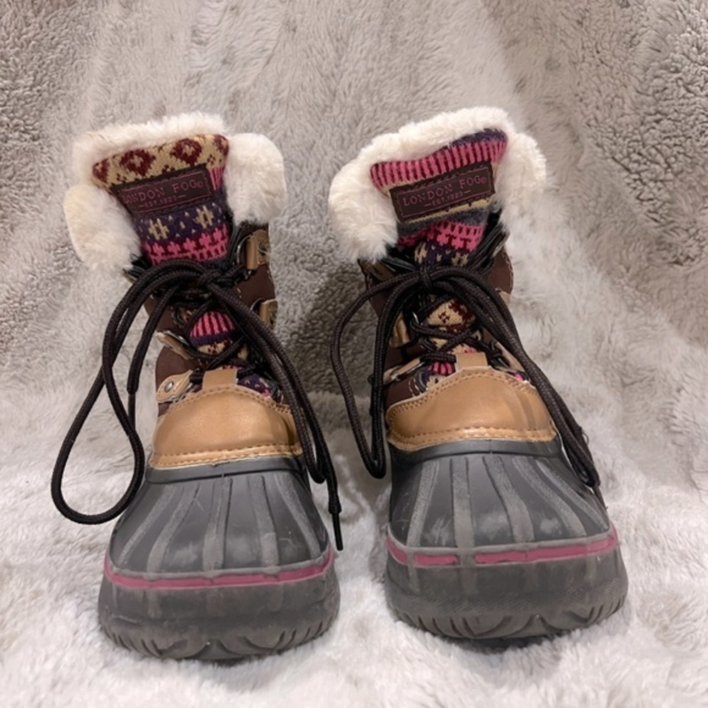 London Fog Brown Fuchsia Snow Boots For Grils Size 1